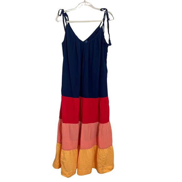 Old Navy NWT Colorful Tiered Boho Colorblock Maxi Dress Size XS Sundress Vaca - Picture 1 of 12
